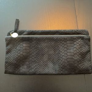 Clare V black leather fold over clutch